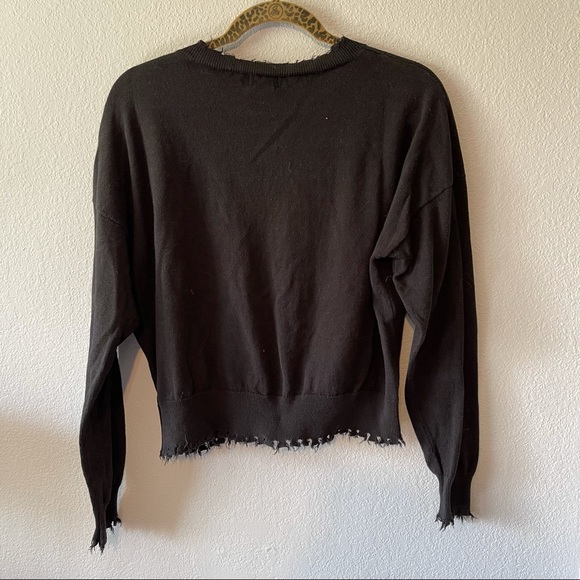 NATION LTD Black V Neck Distressed Sweater Small - Picture 7 of 9